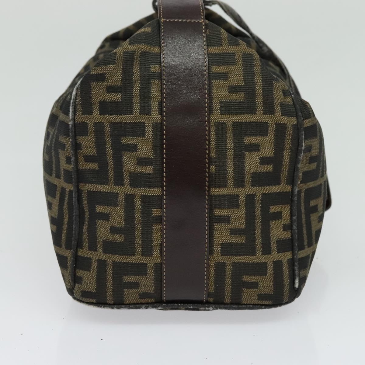 FENDI Zucca Canvas Vanity Pouch Black Brown Auth 136668