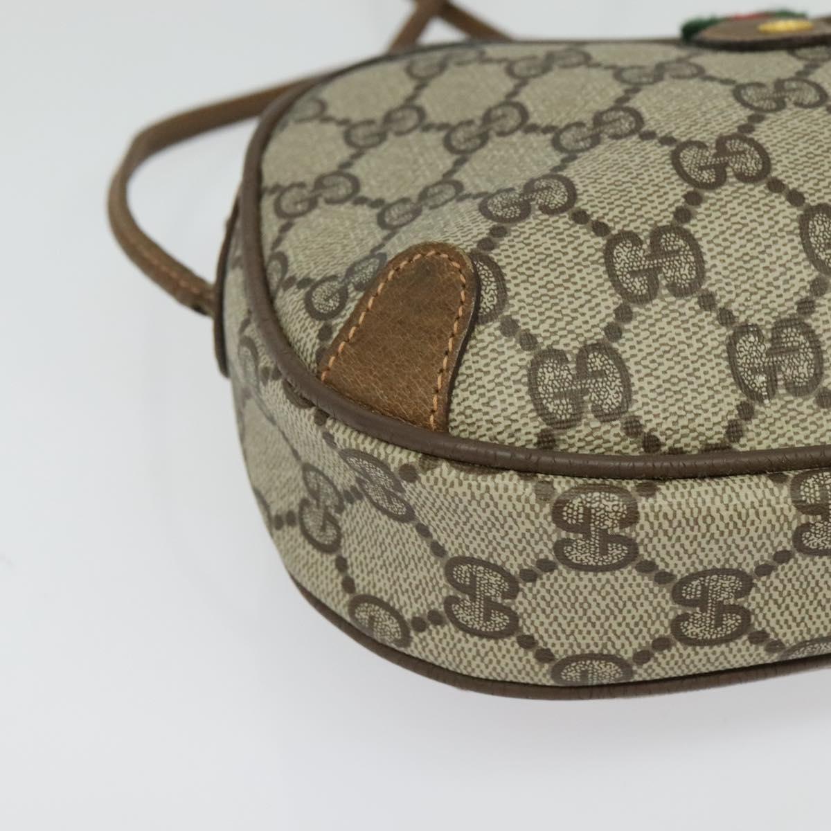 GUCCI GG Supreme Web Sherry Line Bag PVC Beige Gold 89 02 066 Auth 136671