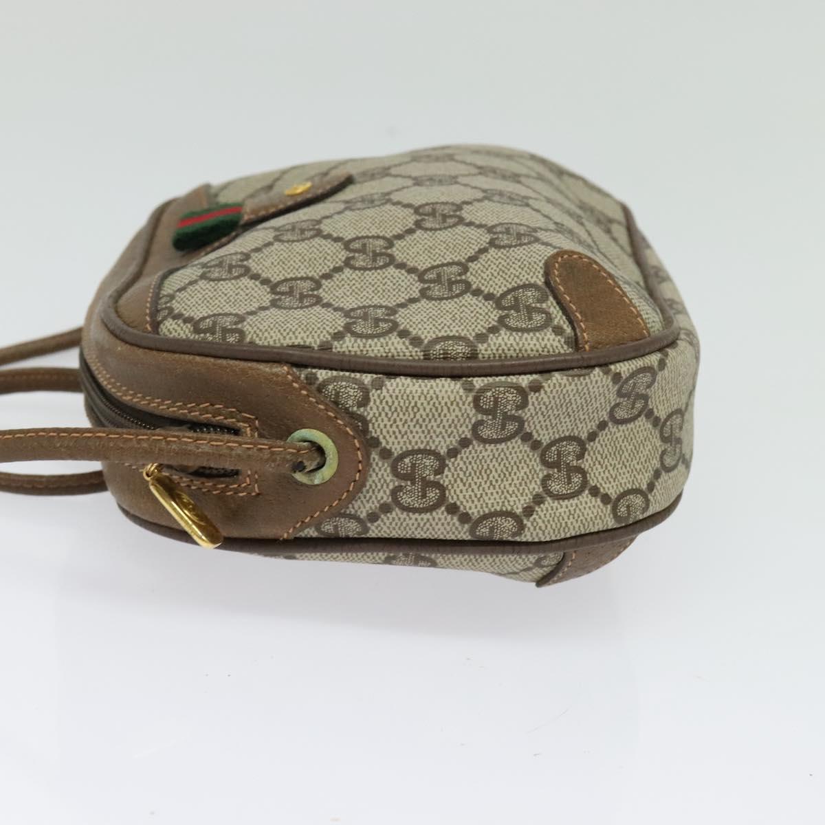 GUCCI GG Supreme Web Sherry Line Bag PVC Beige Gold 89 02 066 Auth 136671