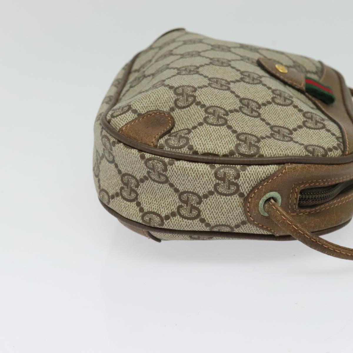 GUCCI GG Supreme Web Sherry Line Bag PVC Beige Gold 89 02 066 Auth 136671