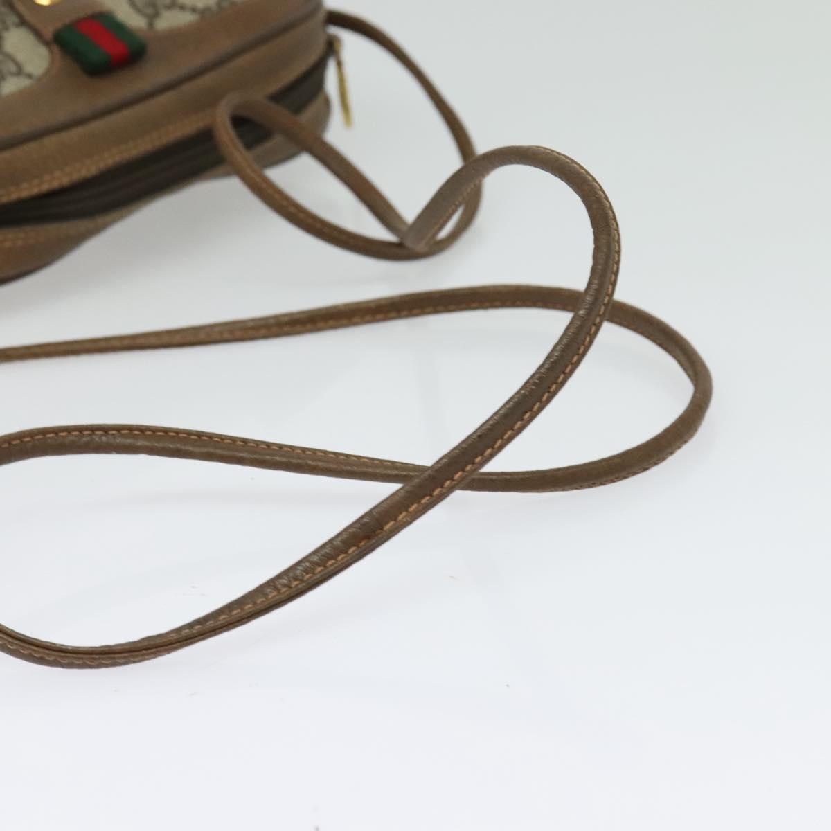 GUCCI GG Supreme Web Sherry Line Bag PVC Beige Gold 89 02 066 Auth 136671