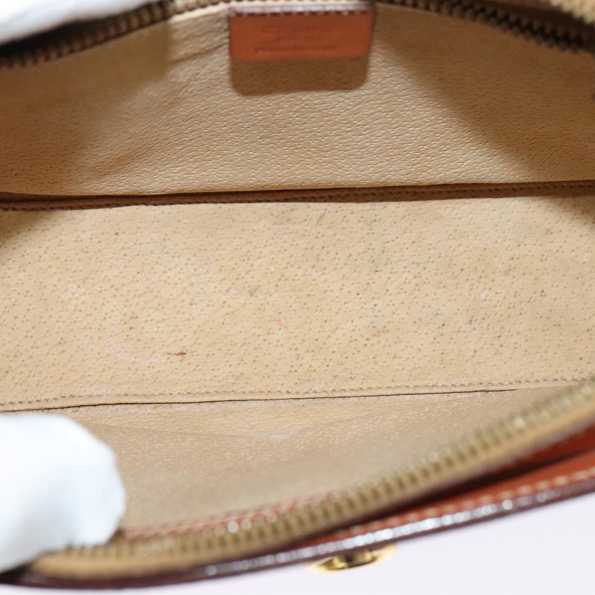 CELINE Macadam Canvas Shoulder Bag PVC Leather Brown Gold Auth 136673