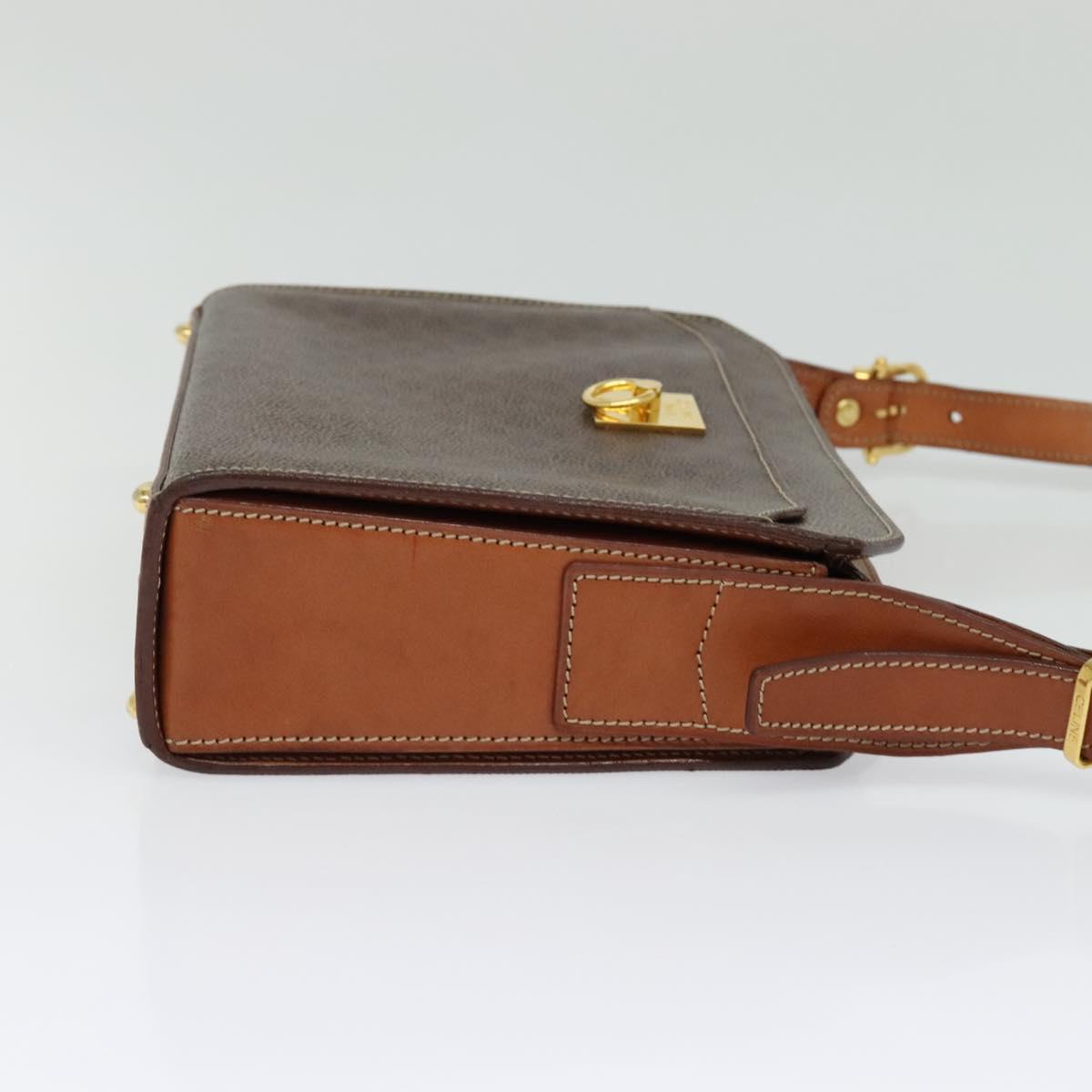 CELINE Macadam Canvas Shoulder Bag PVC Leather Brown Gold Auth 136673