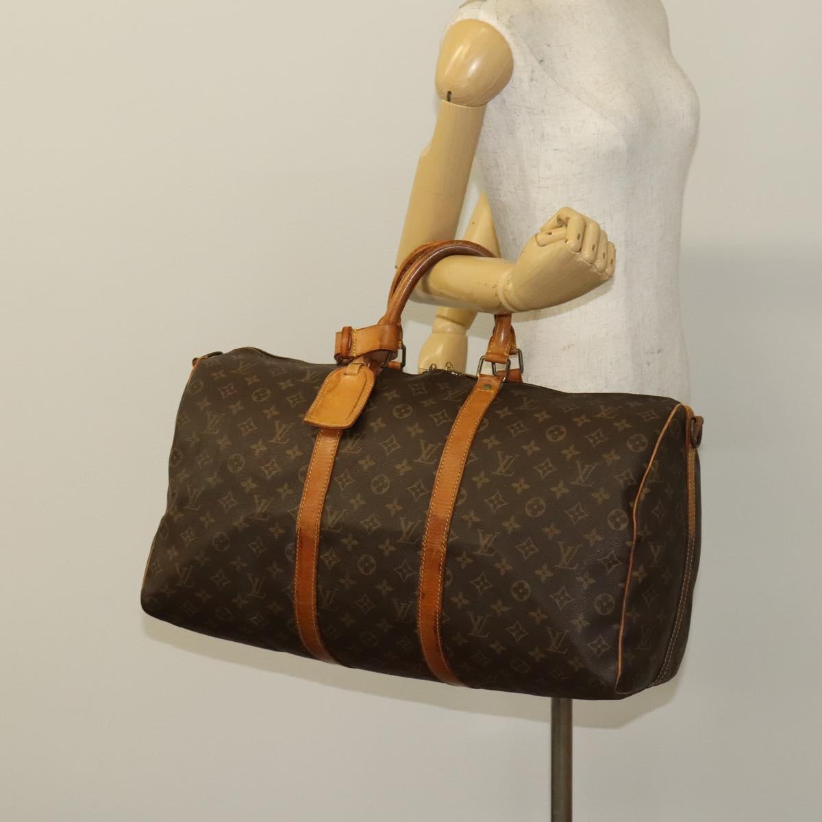 LOUIS VUITTON Monogram Keepall Bandouliere 50 Boston Bag M41416 LV Auth 136674