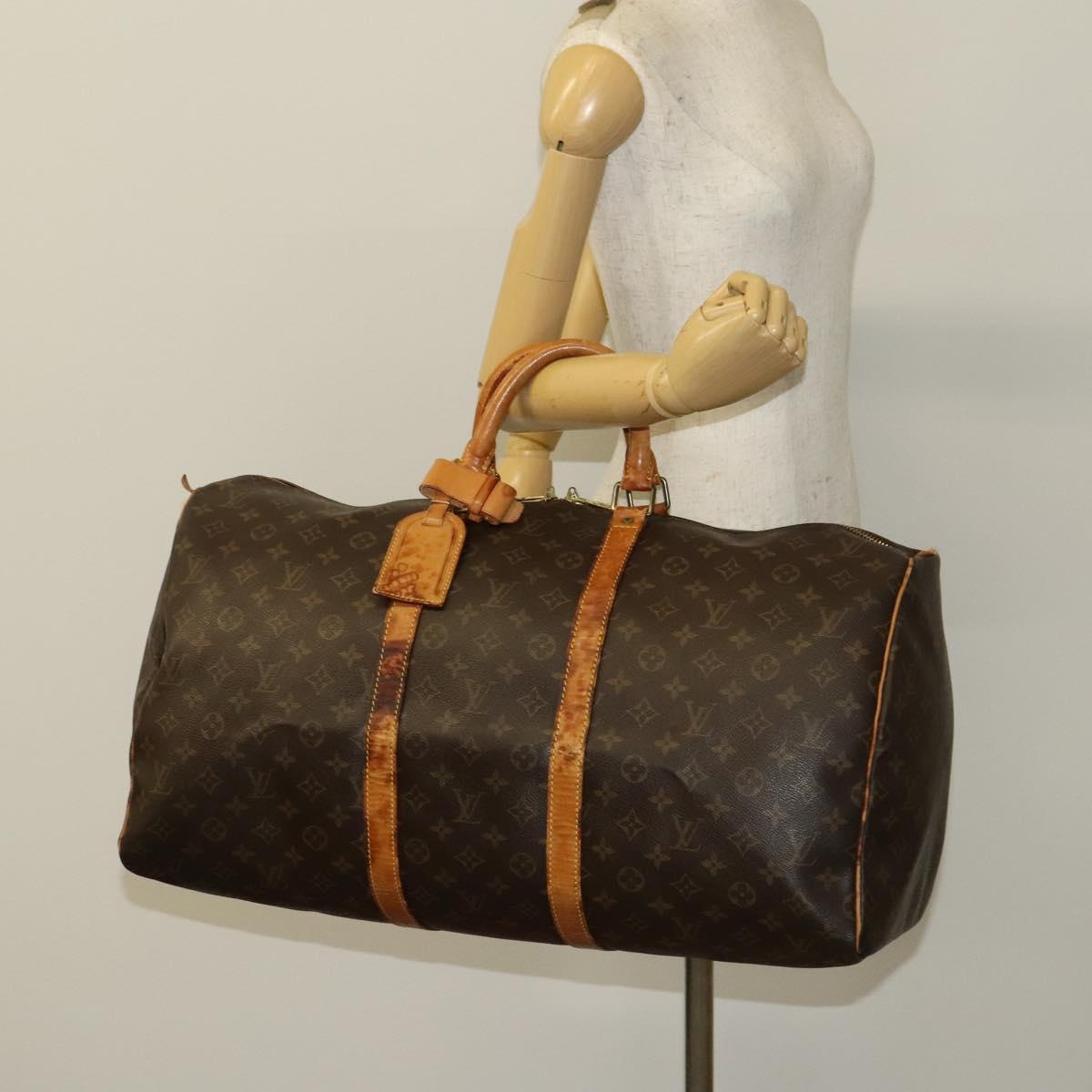 LOUIS VUITTON Monogram Keepall 55 Boston Bag M41424 LV Auth 136675