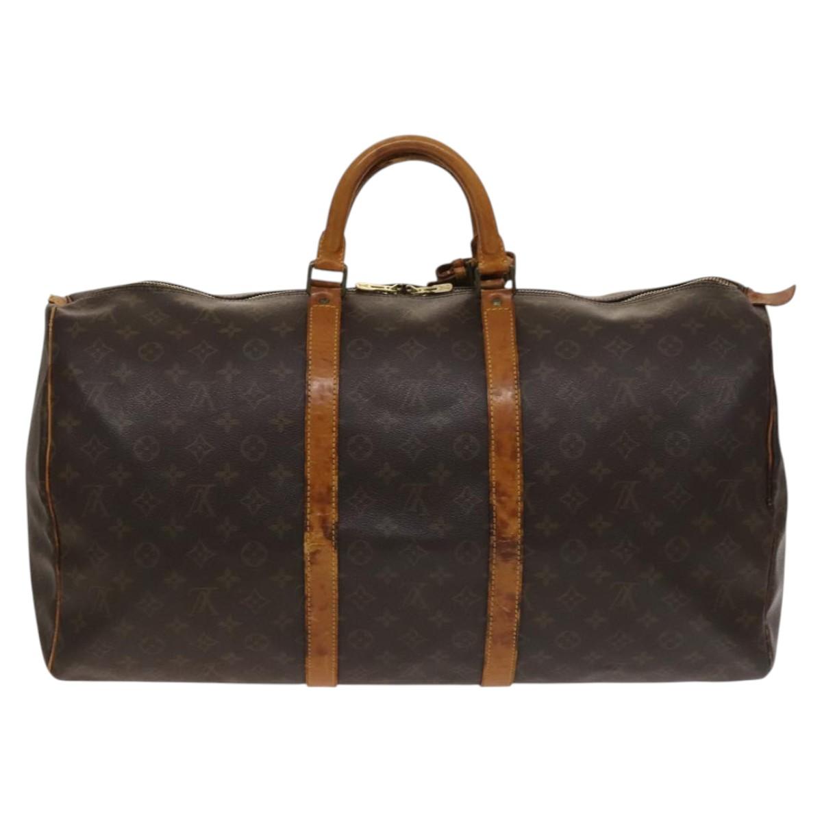 LOUIS VUITTON Monogram Keepall 55 Boston Bag M41424 LV Auth 136675