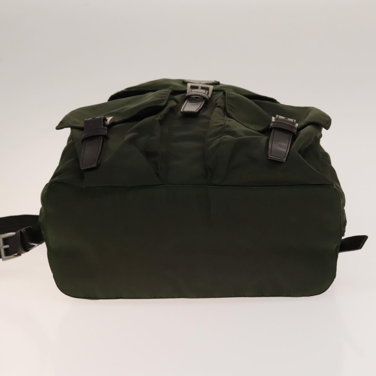PRADA Backpack Nylon Green Silver Auth 136692