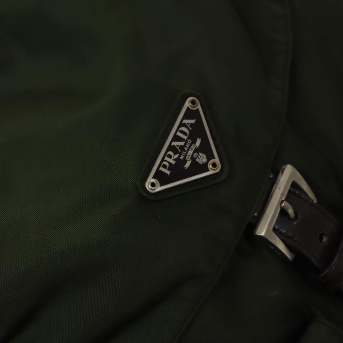 PRADA Backpack Nylon Green Silver Auth 136692