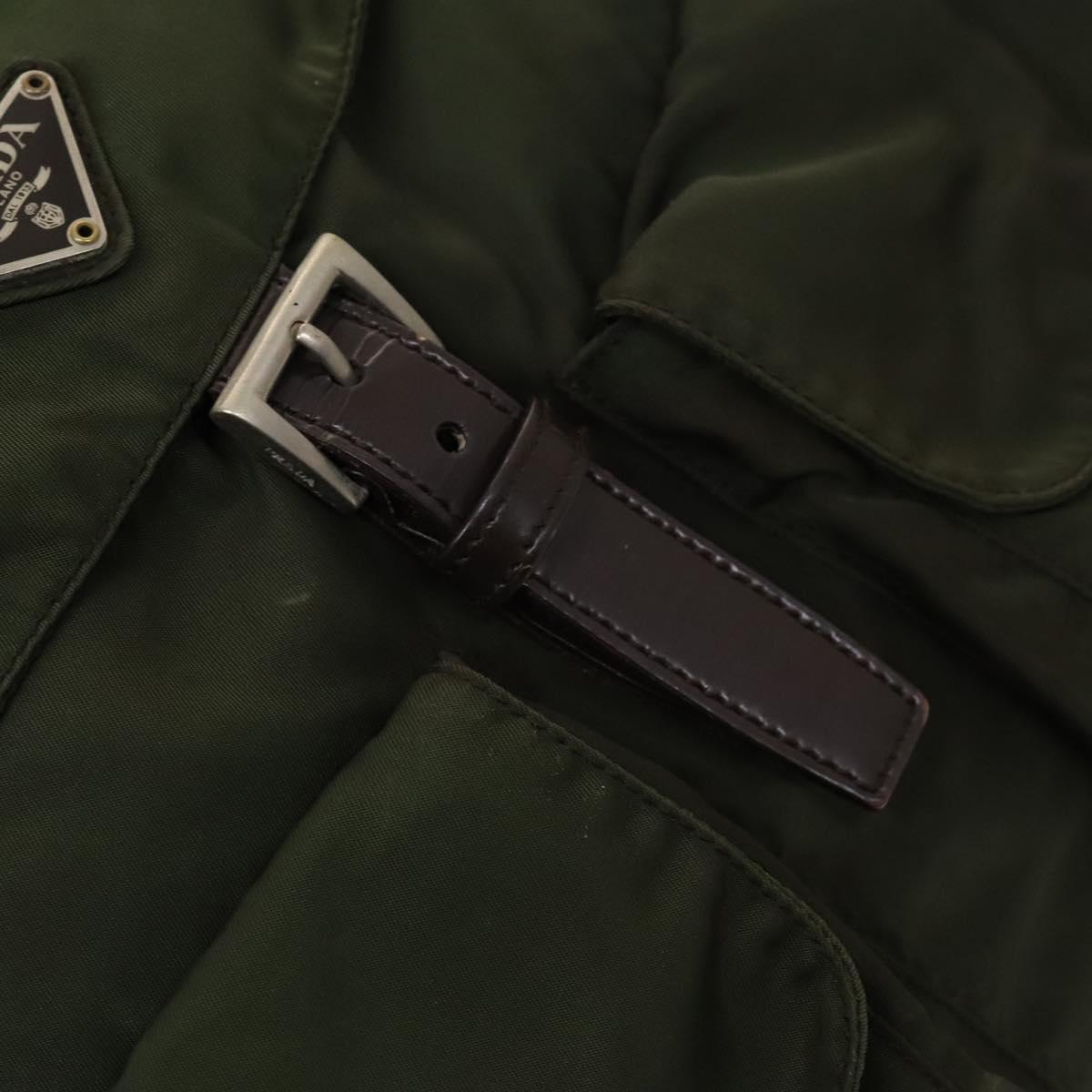 PRADA Backpack Nylon Green Silver Auth 136692