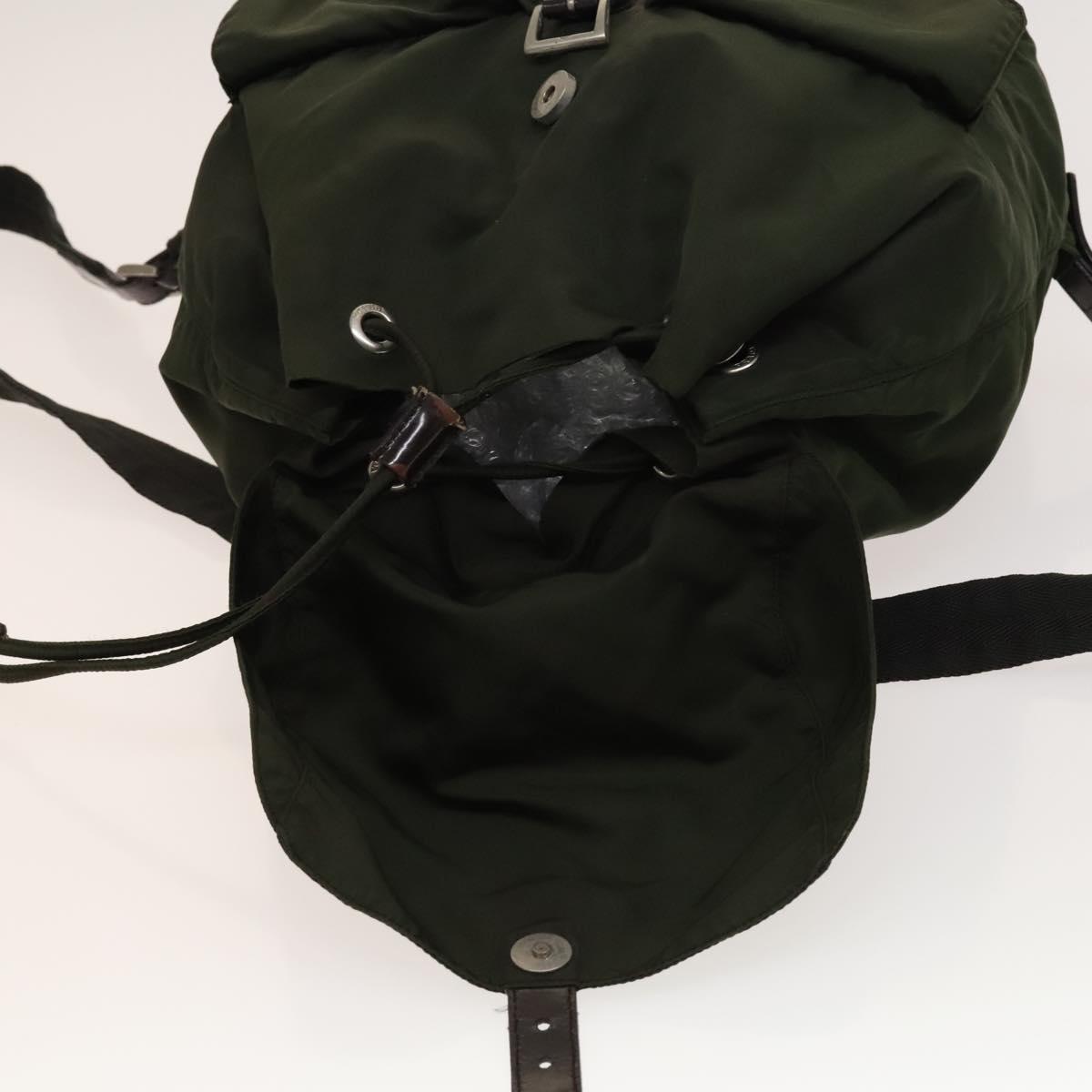 PRADA Backpack Nylon Green Silver Auth 136692