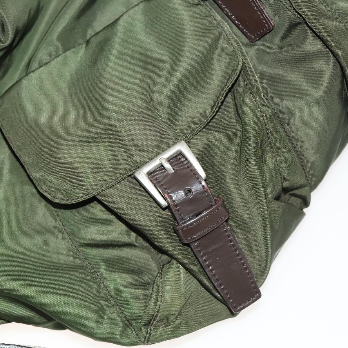 PRADA Backpack Nylon Green Silver Auth 136692