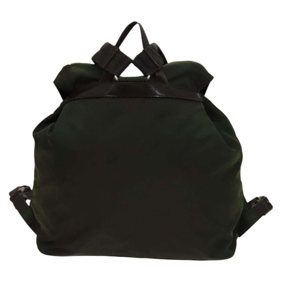 PRADA Backpack Nylon Green Silver Auth 136692