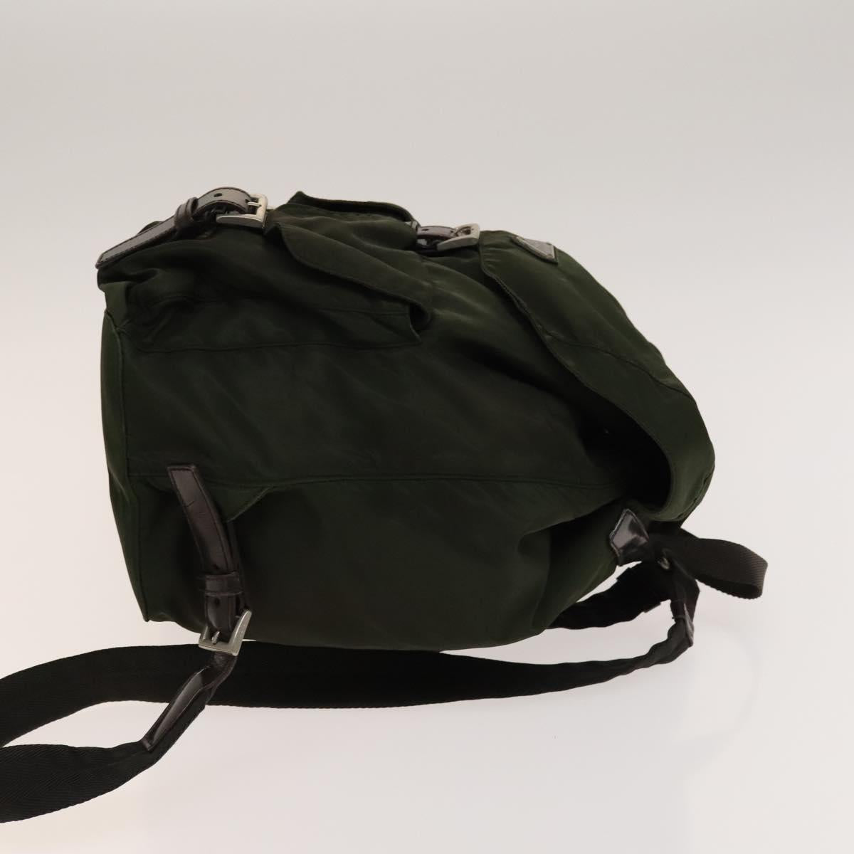 PRADA Backpack Nylon Green Silver Auth 136692