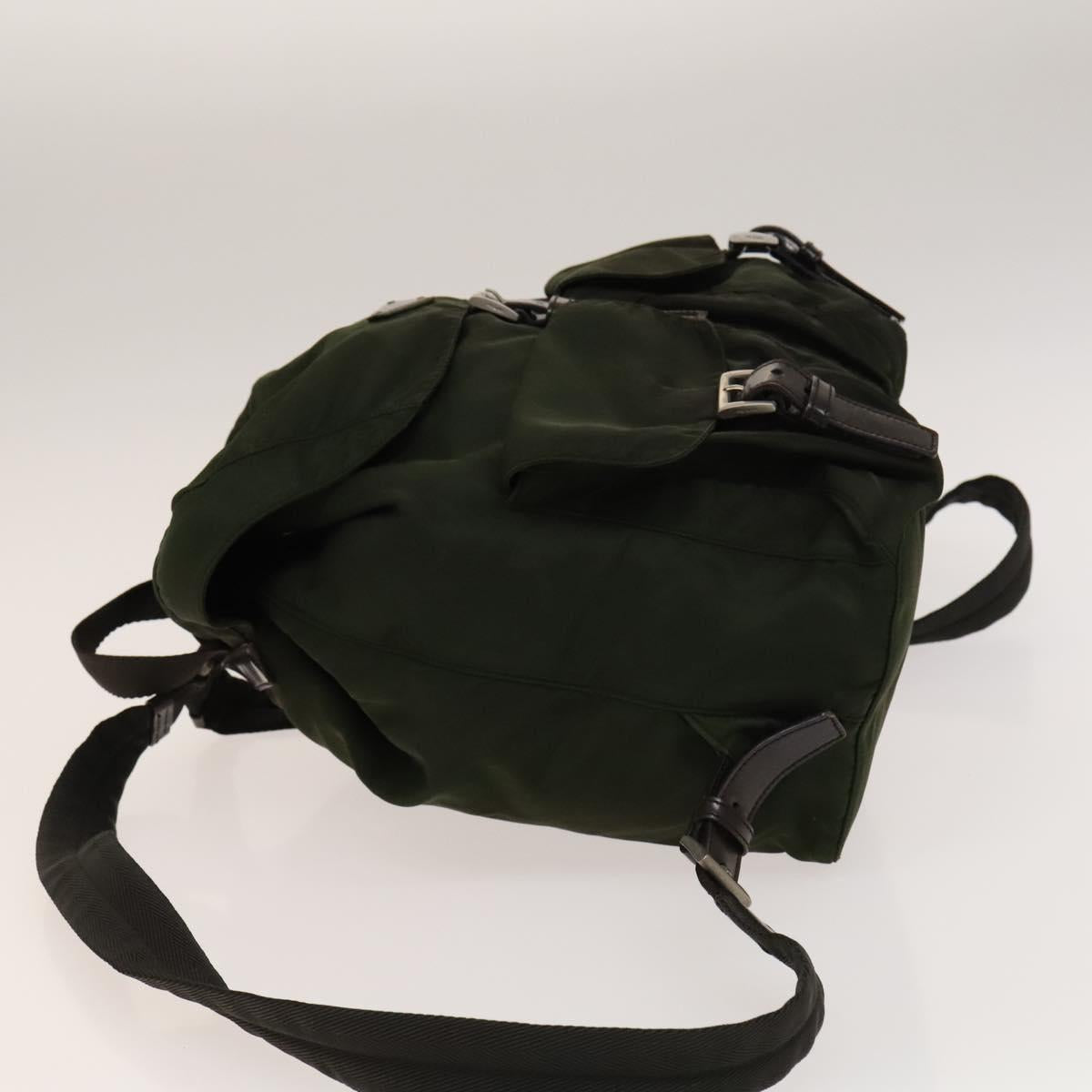 PRADA Backpack Nylon Green Silver Auth 136692