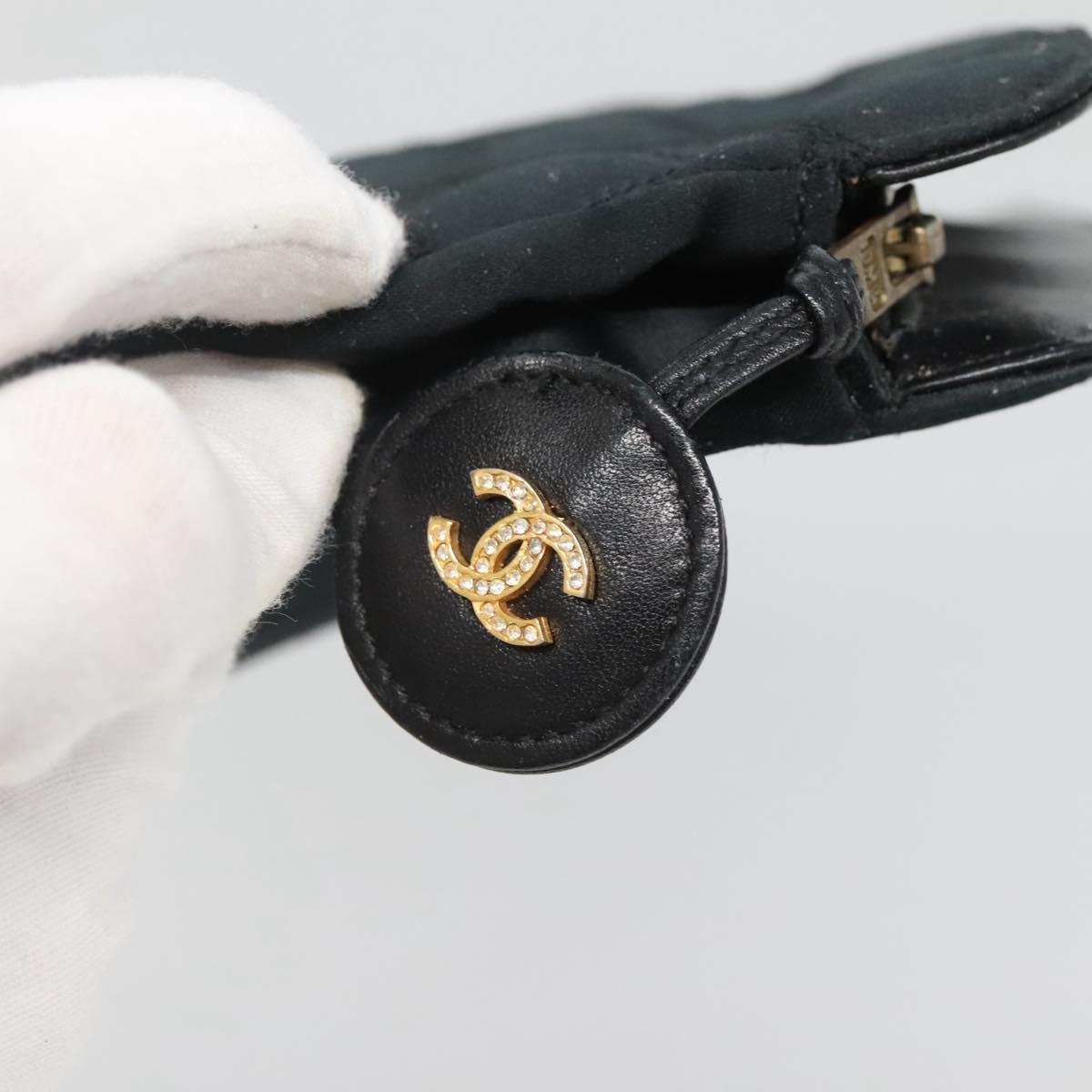 CHANEL Bicolore Clutch Bag Satin Black CC Auth 136693