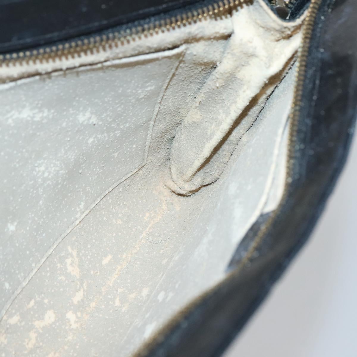 CHANEL Bicolore Clutch Bag Satin Black CC Auth 136693