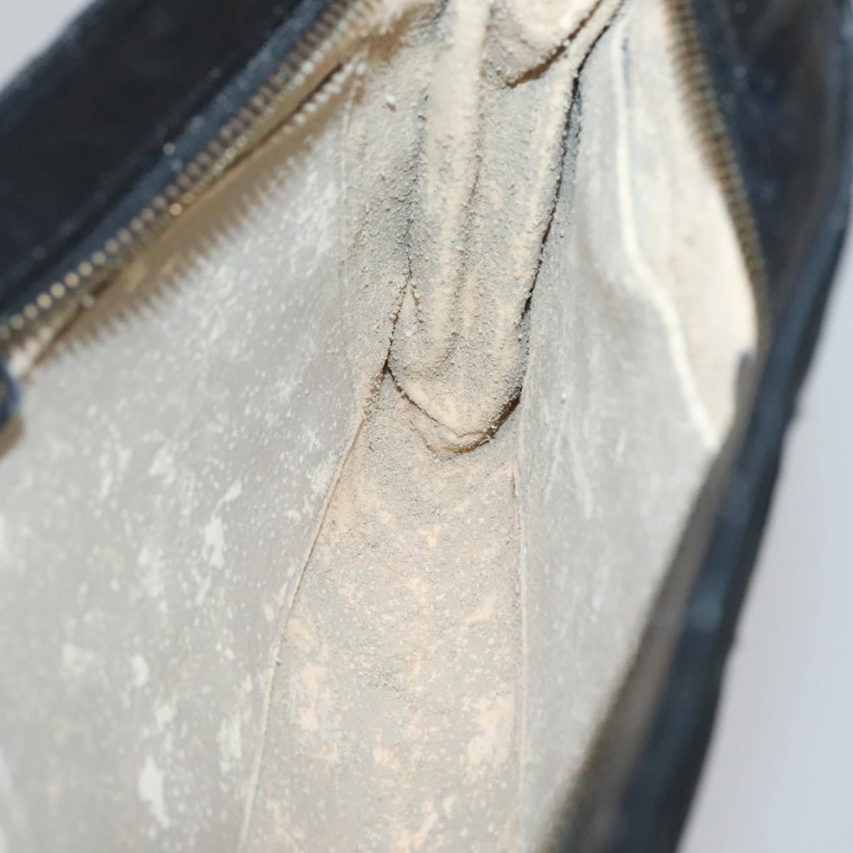 CHANEL Bicolore Clutch Bag Satin Black CC Auth 136693