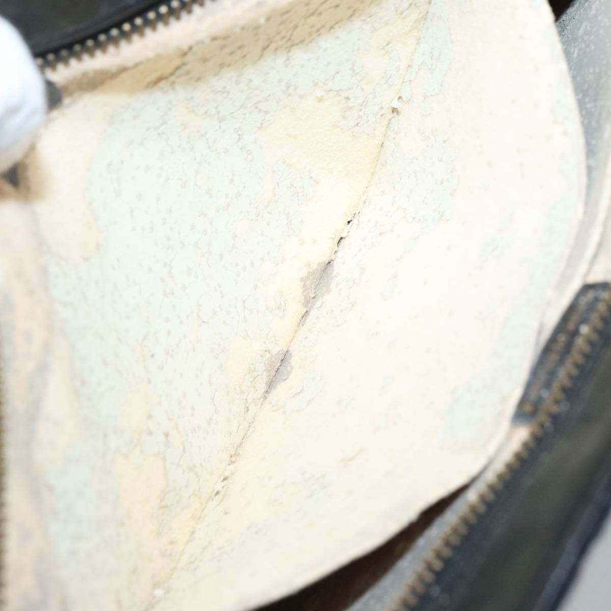 CHANEL Bicolore Clutch Bag Satin Black CC Auth 136693