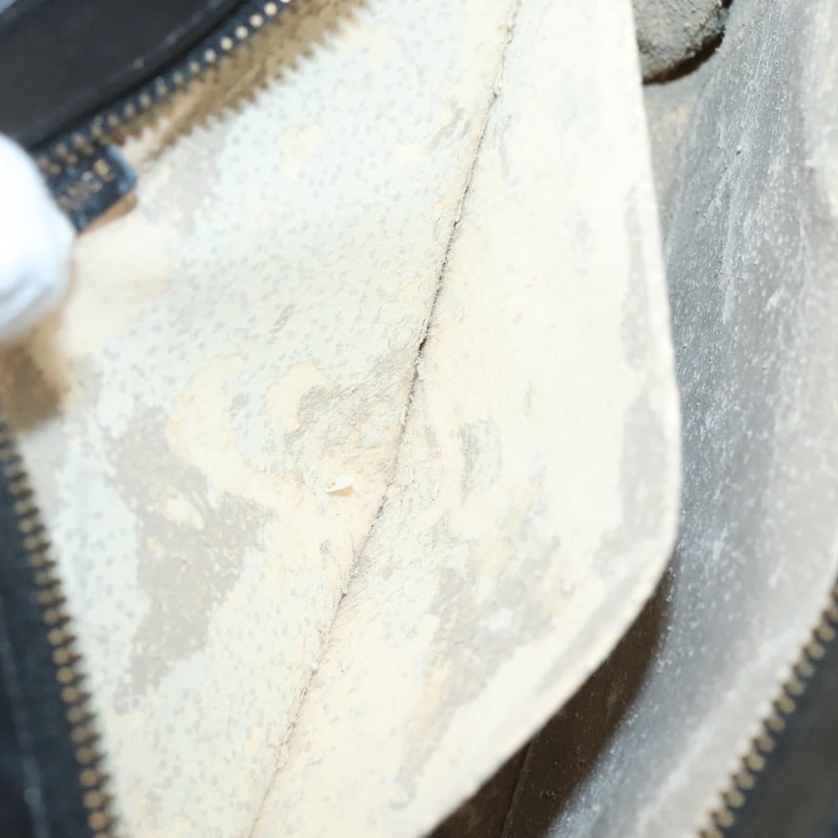 CHANEL Bicolore Clutch Bag Satin Black CC Auth 136693