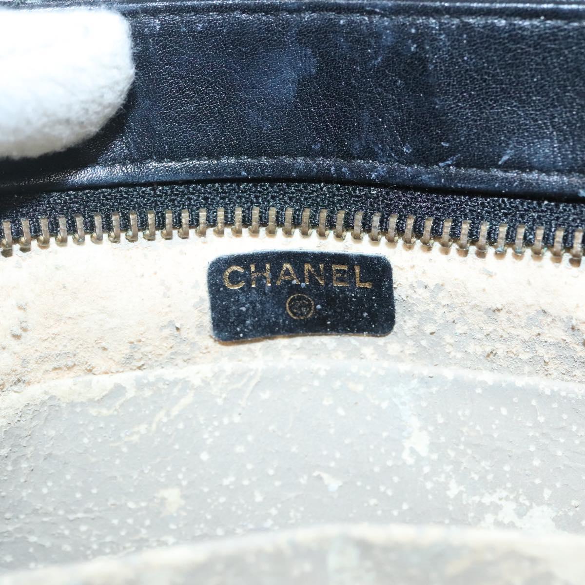 CHANEL Bicolore Clutch Bag Satin Black CC Auth 136693