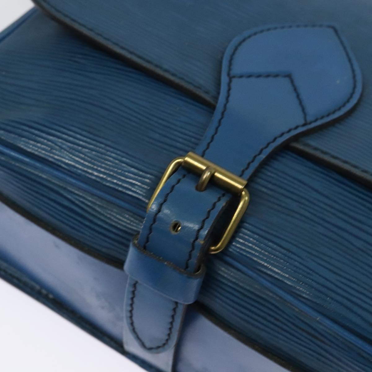LOUIS VUITTON Epi Cartouchiere MM Shoulder Bag Blue M52245 LV Auth 136712