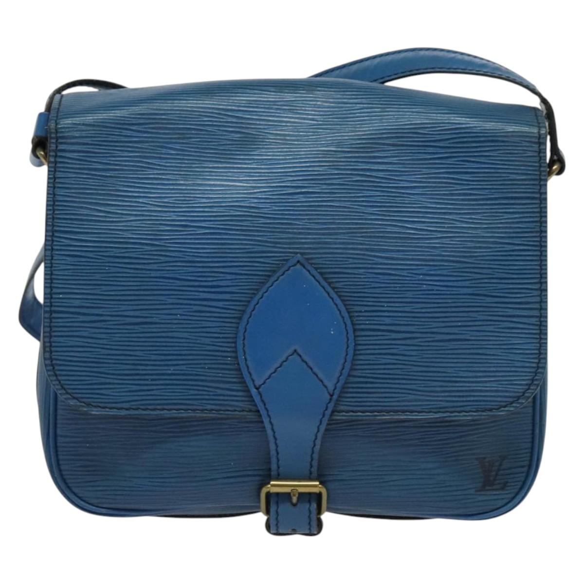 LOUIS VUITTON Epi Cartouchiere MM Shoulder Bag Blue M52245 LV Auth 136712