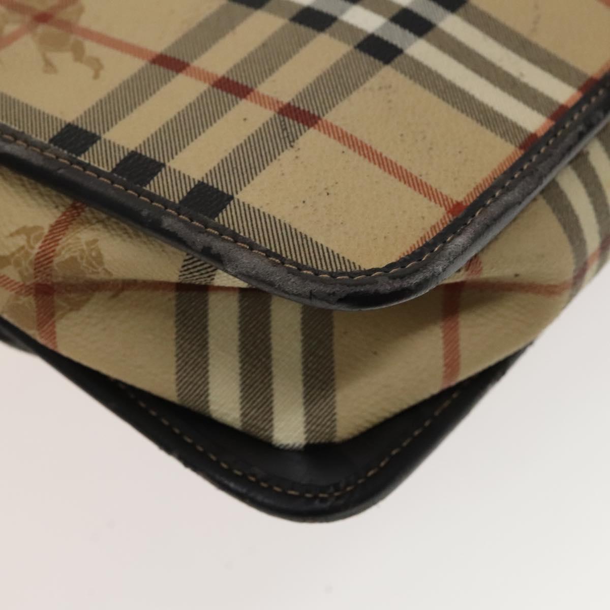 BURBERRY Nova Check Shoulder Bag PVC Beige Gold Auth 136729