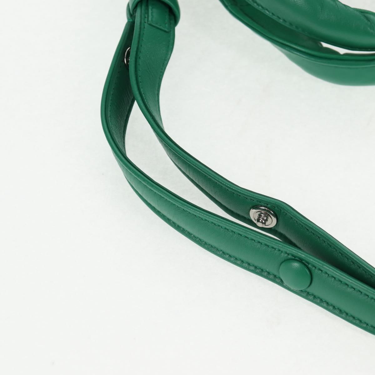 PRADA Hand Bag Leather 2way Green Silver Auth 136732M