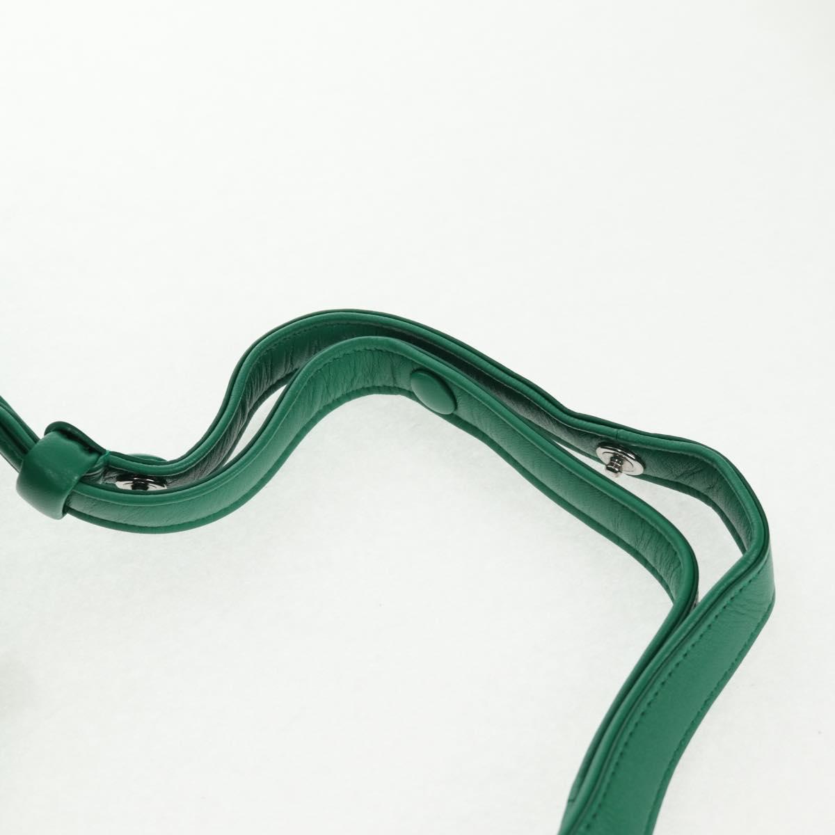 PRADA Hand Bag Leather 2way Green Silver Auth 136732SAM