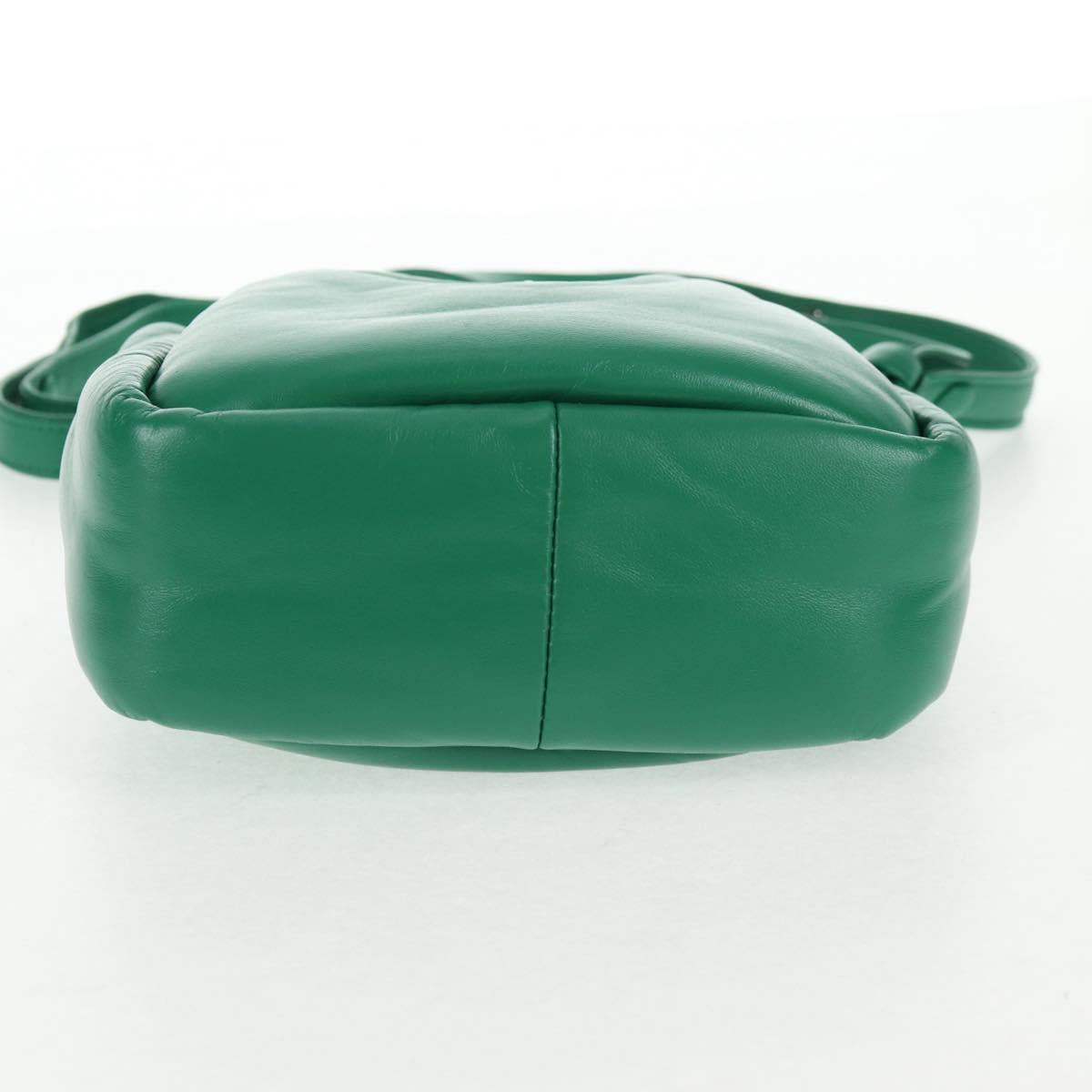 PRADA Hand Bag Leather 2way Green Silver Auth 136732M