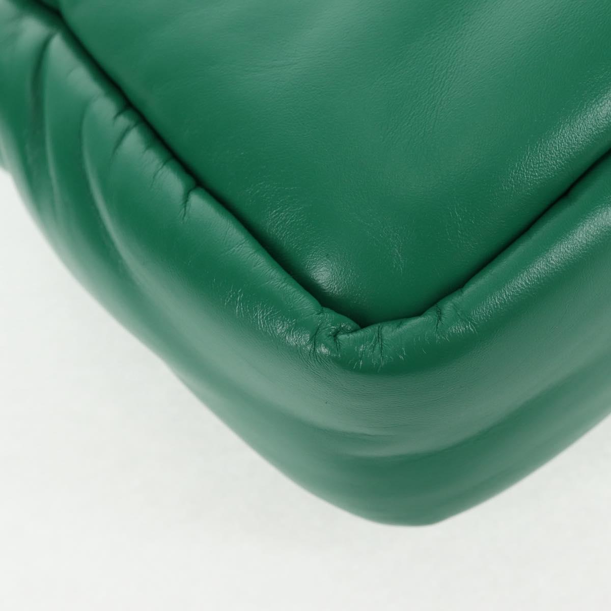 PRADA Hand Bag Leather 2way Green Silver Auth 136732SAM