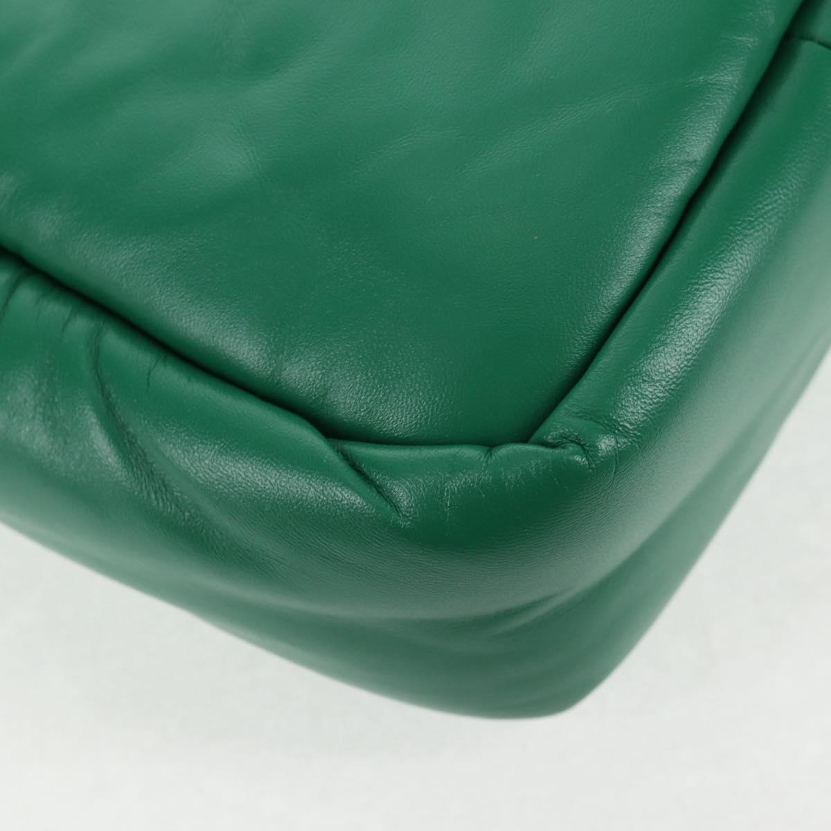 PRADA Hand Bag Leather 2way Green Silver Auth 136732M