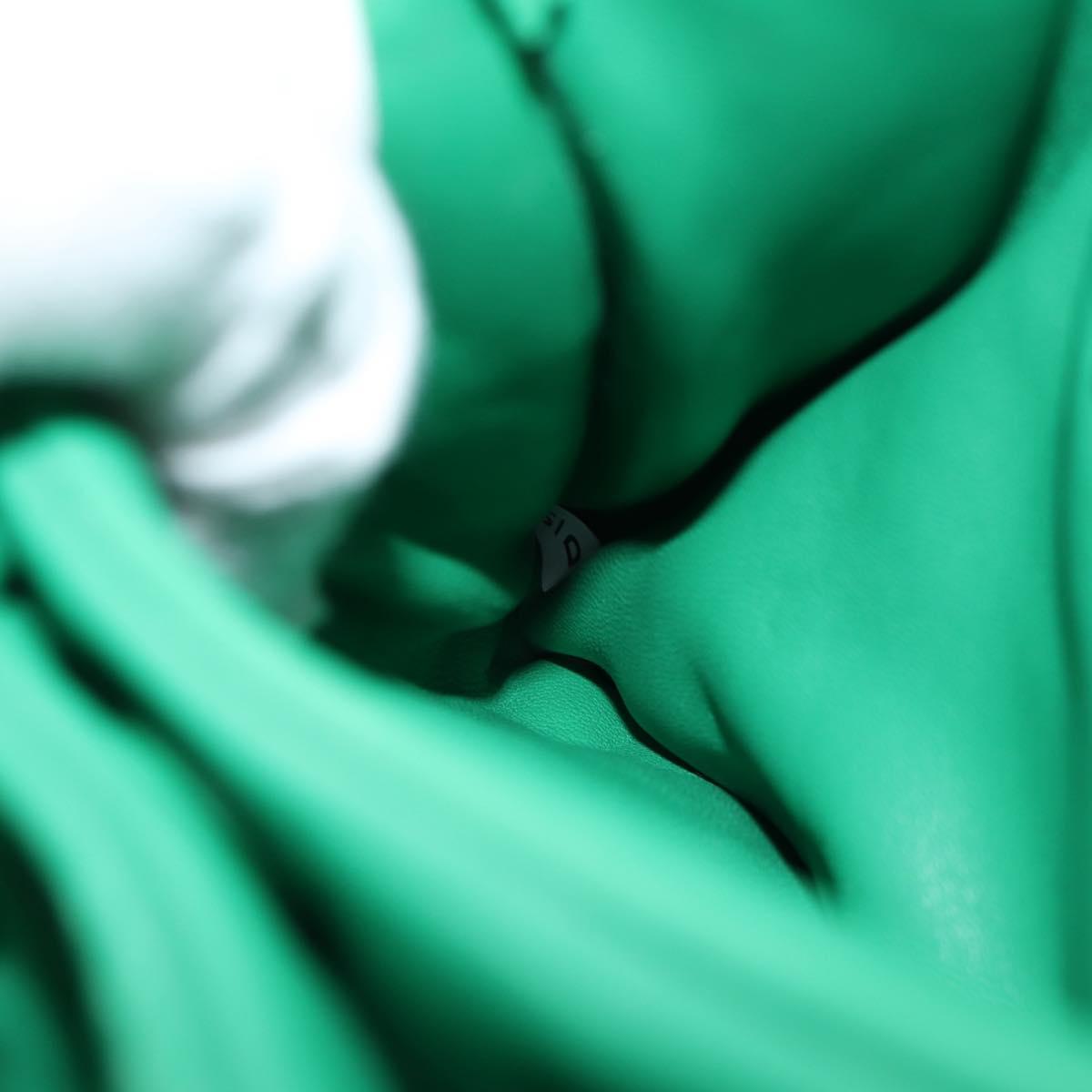 PRADA Hand Bag Leather 2way Green Silver Auth 136732M