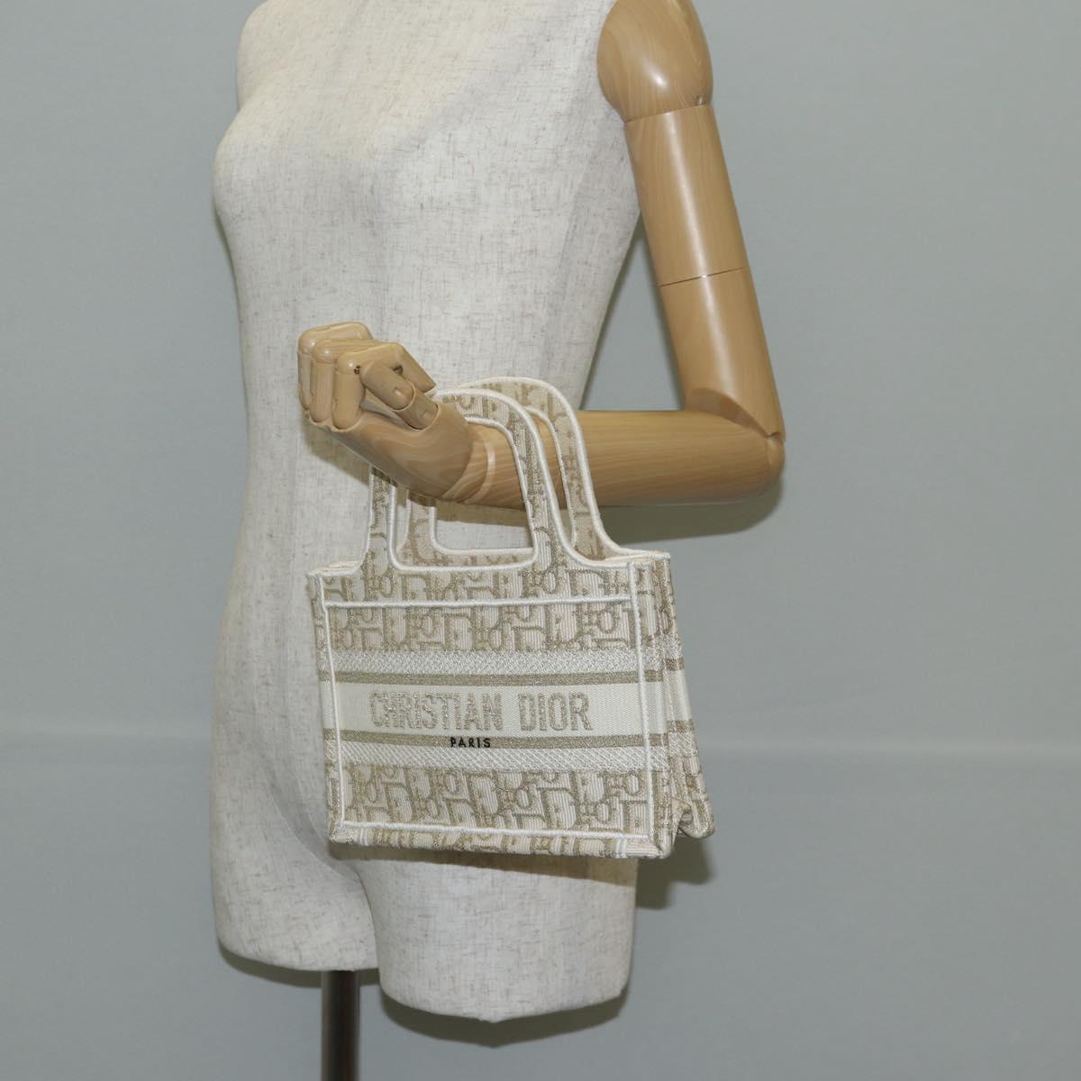 Christian Dior Trotter Canvas Book Tote Hand Bag Canvas White Auth 136735SAM