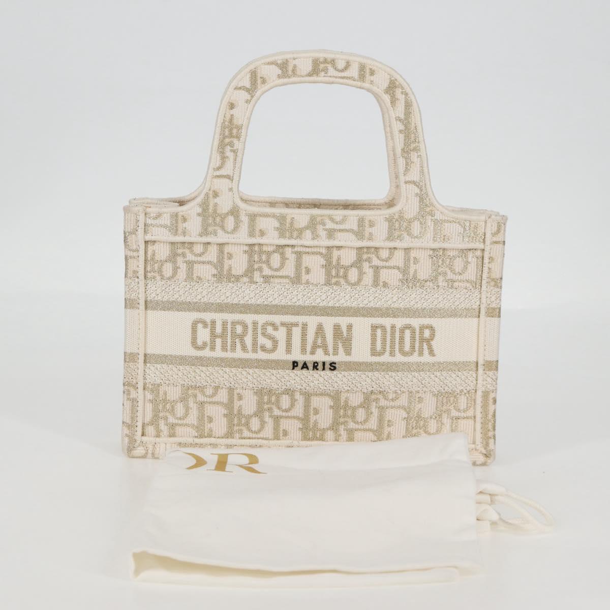 Christian Dior Trotter Canvas Book Tote Hand Bag Canvas White Auth 136735SAM