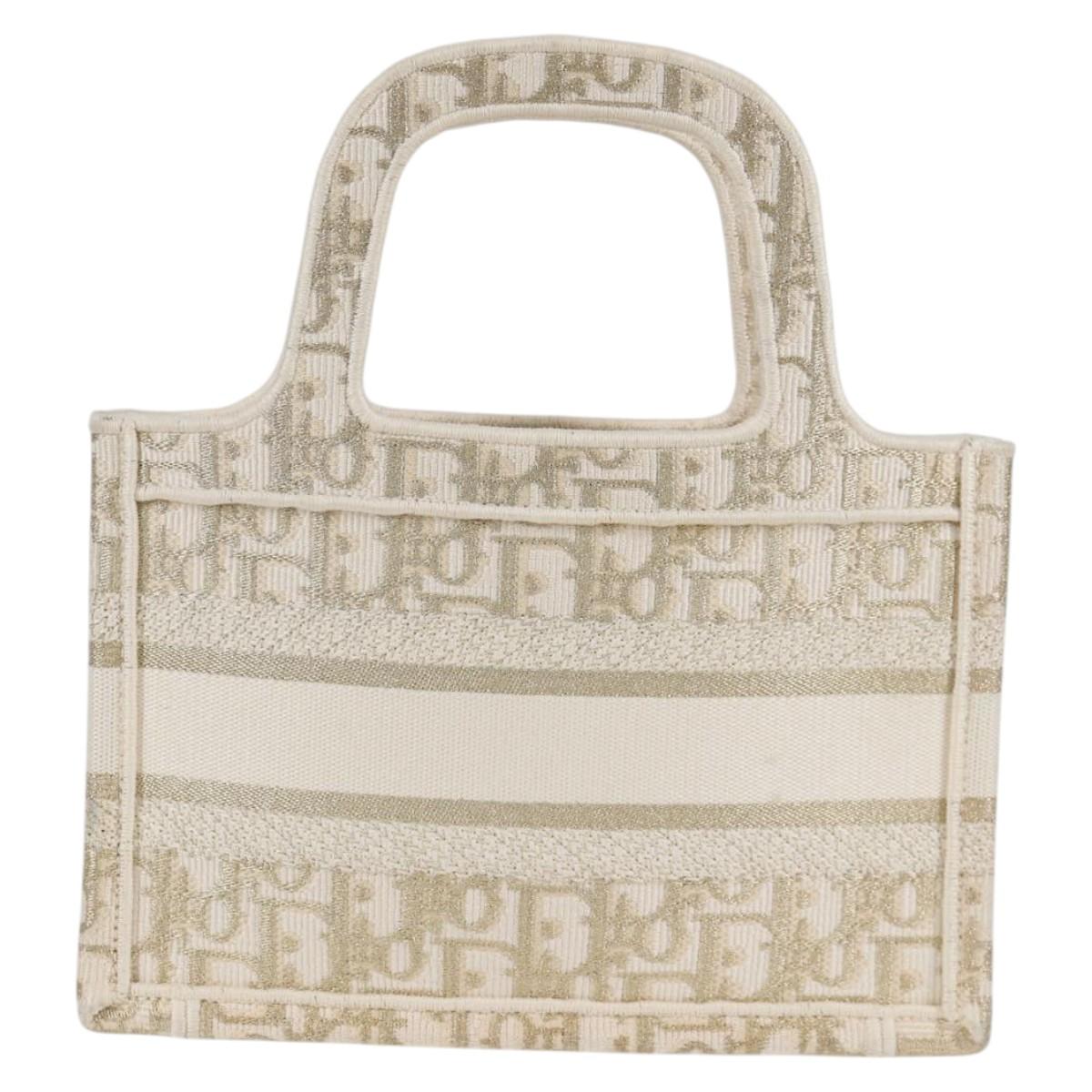 Christian Dior Trotter Canvas Book Tote Hand Bag Canvas White Auth 136735SAM