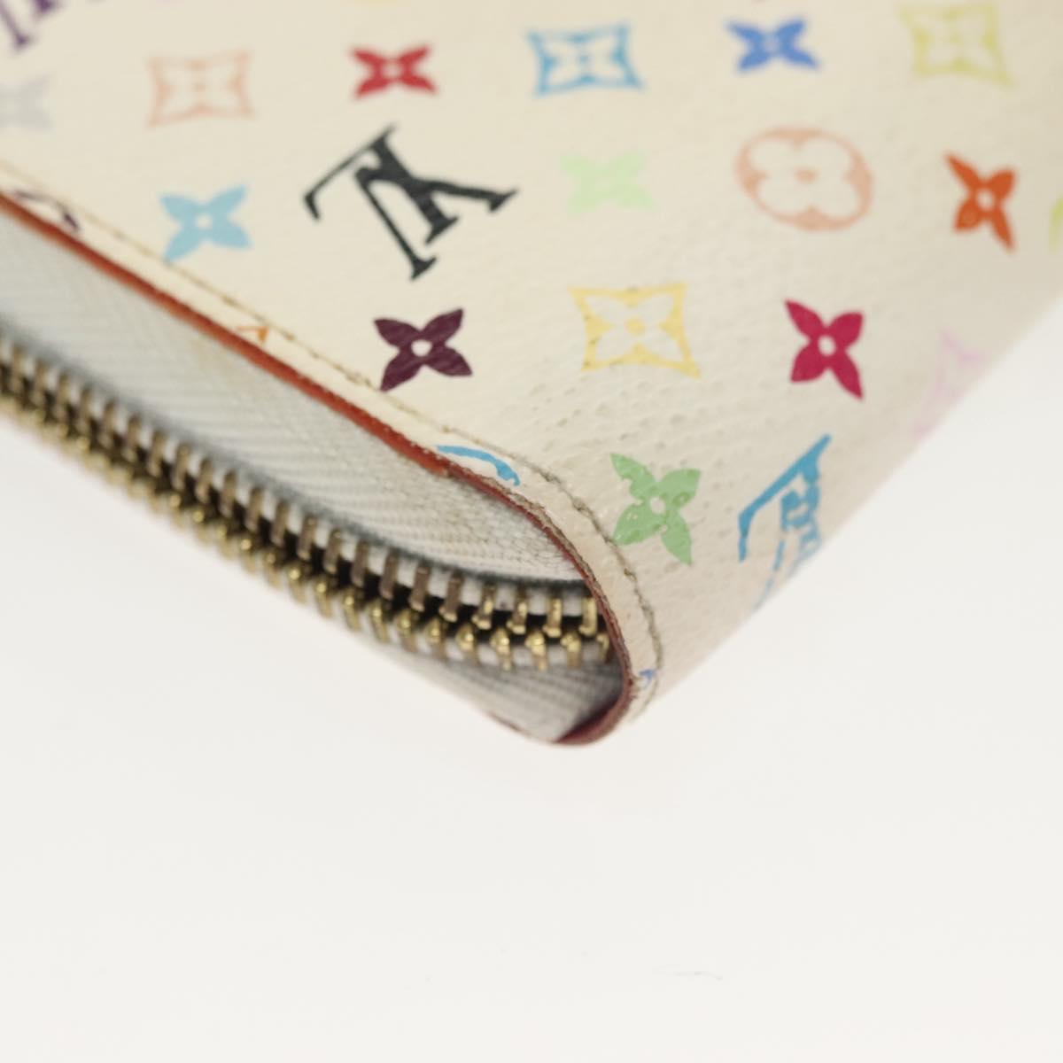LOUIS VUITTON Monogram Multicolor Zippy Wallet White M60241 LV Auth 136736