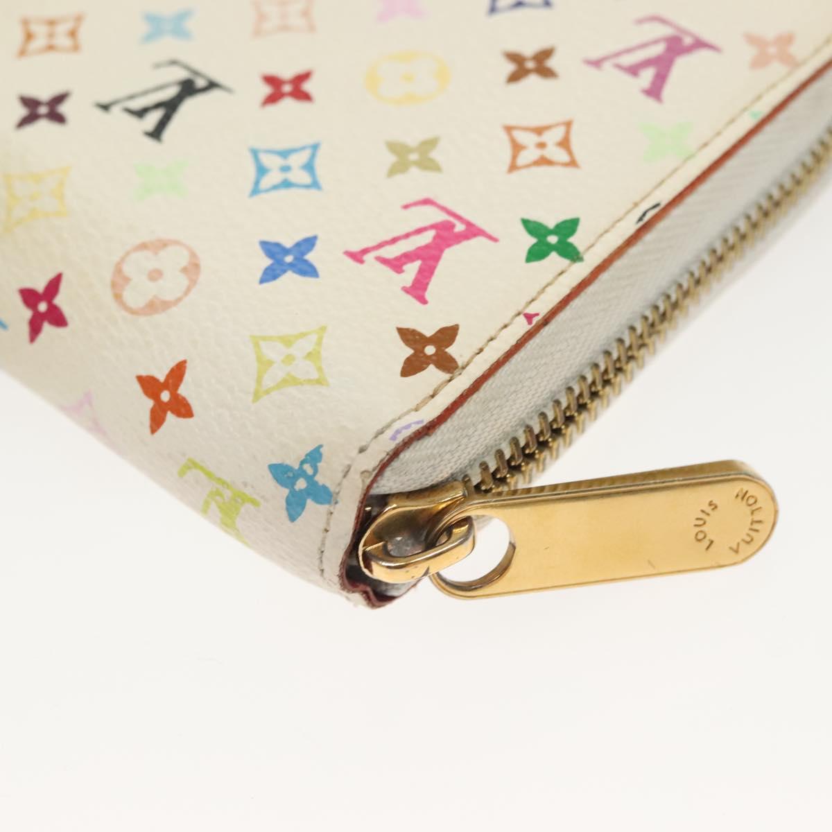 LOUIS VUITTON Monogram Multicolor Zippy Wallet White M60241 LV Auth 136736