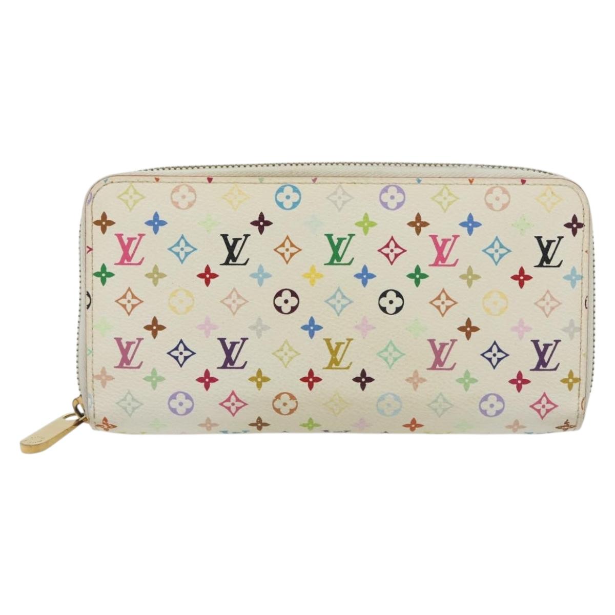 LOUIS VUITTON Monogram Multicolor Zippy Wallet White M60241 LV Auth 136736