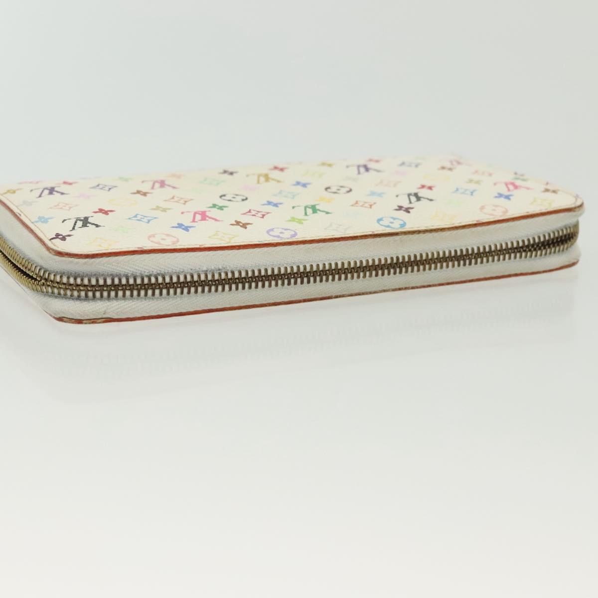 LOUIS VUITTON Monogram Multicolor Zippy Wallet White M60241 LV Auth 136736