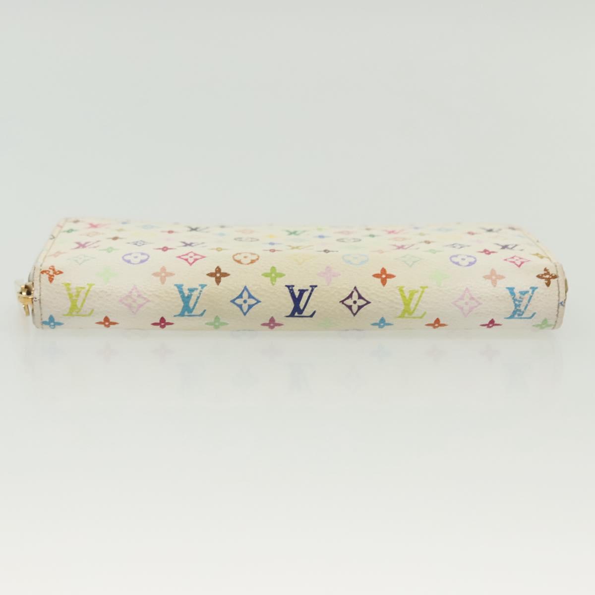 LOUIS VUITTON Monogram Multicolor Zippy Wallet White M60241 LV Auth 136736