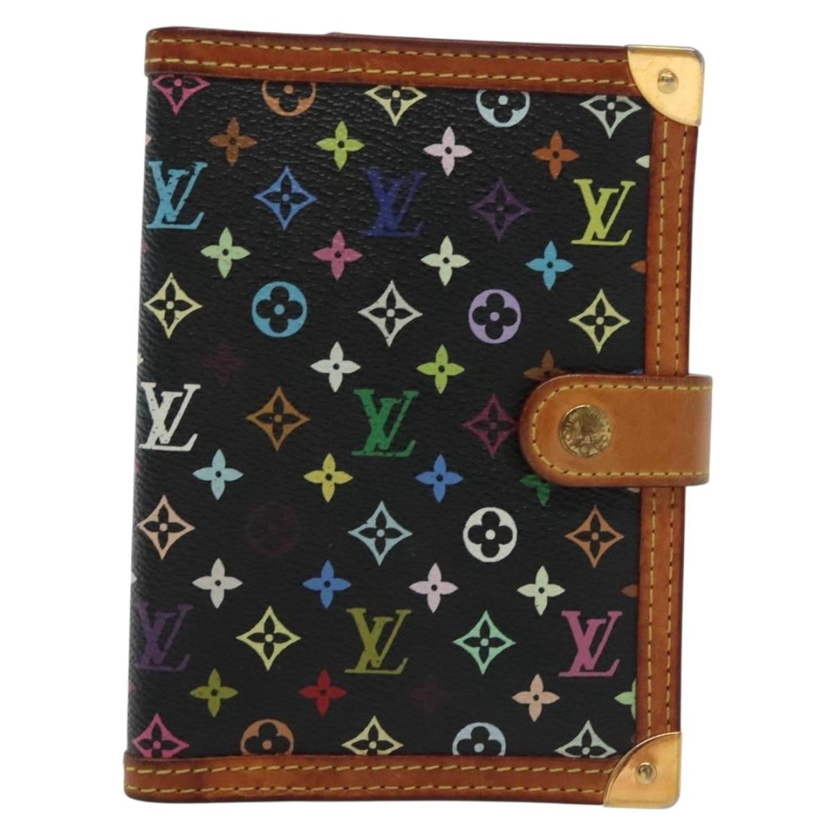 LOUIS VUITTON Multicolor Agenda PM Day Planner Cover Black R20895 Auth 136739