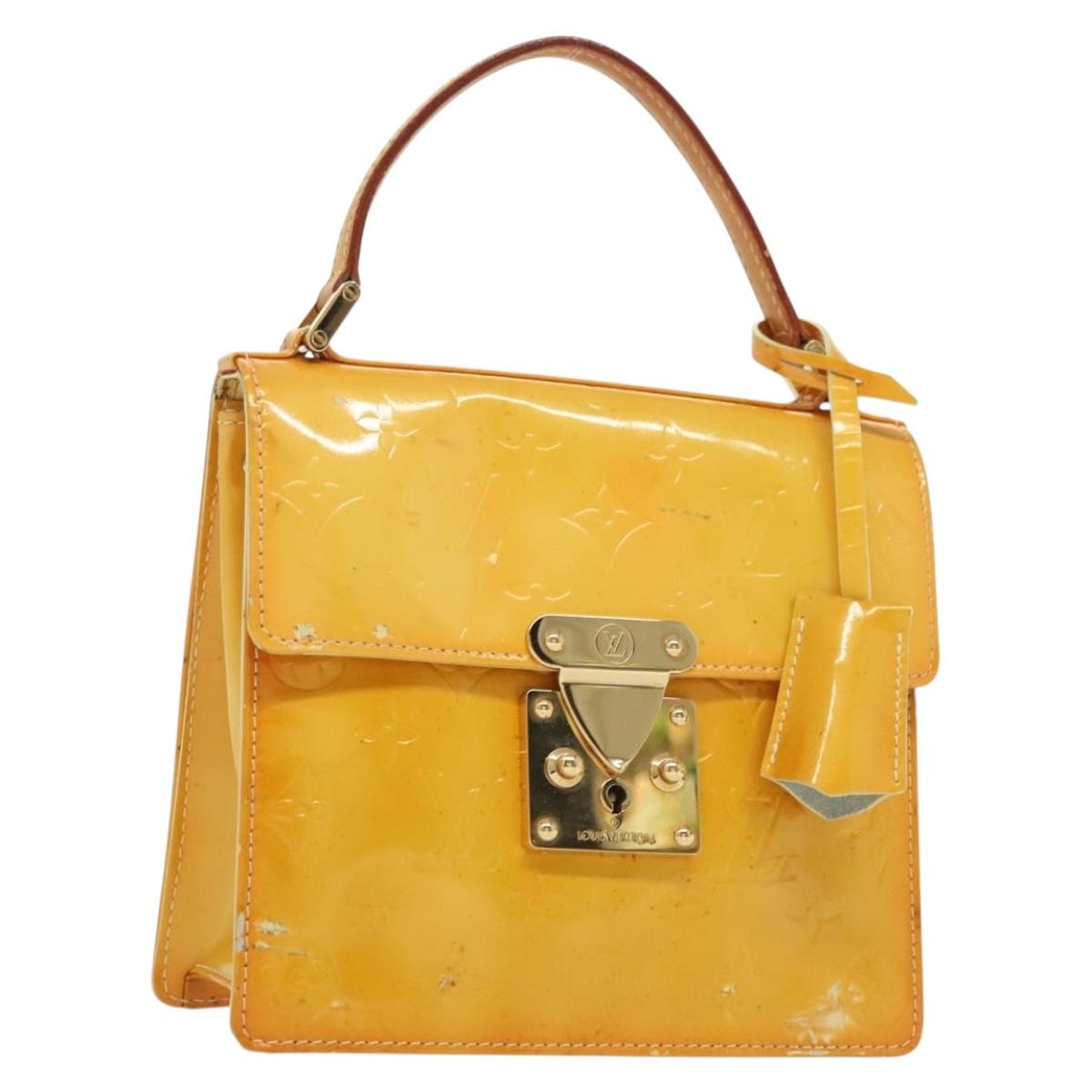 LOUIS VUITTON Monogram Vernis Spring Street Bag Lime Yellow M91068 Auth 136753