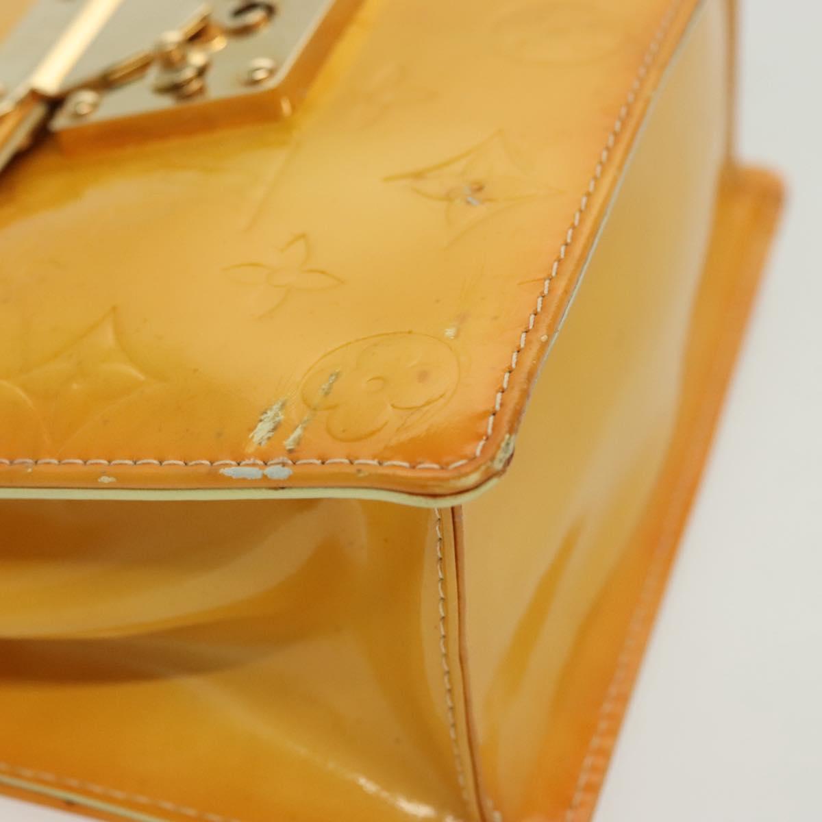 LOUIS VUITTON Monogram Vernis Spring Street Bag Lime Yellow M91068 Auth 136753