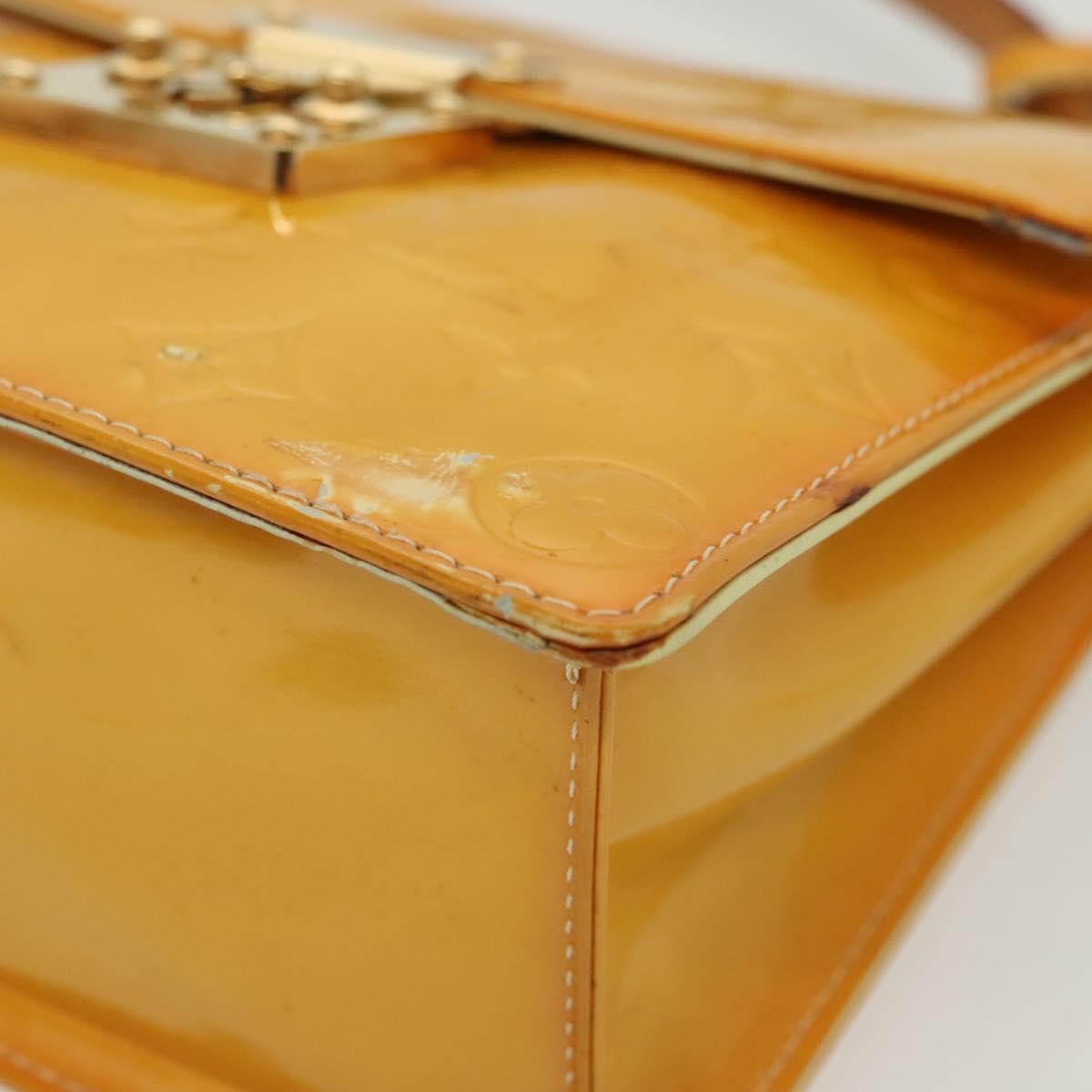 LOUIS VUITTON Monogram Vernis Spring Street Bag Lime Yellow M91068 Auth 136753