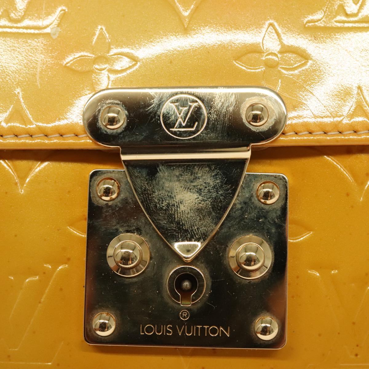 LOUIS VUITTON Monogram Vernis Spring Street Bag Lime Yellow M91068 Auth 136753