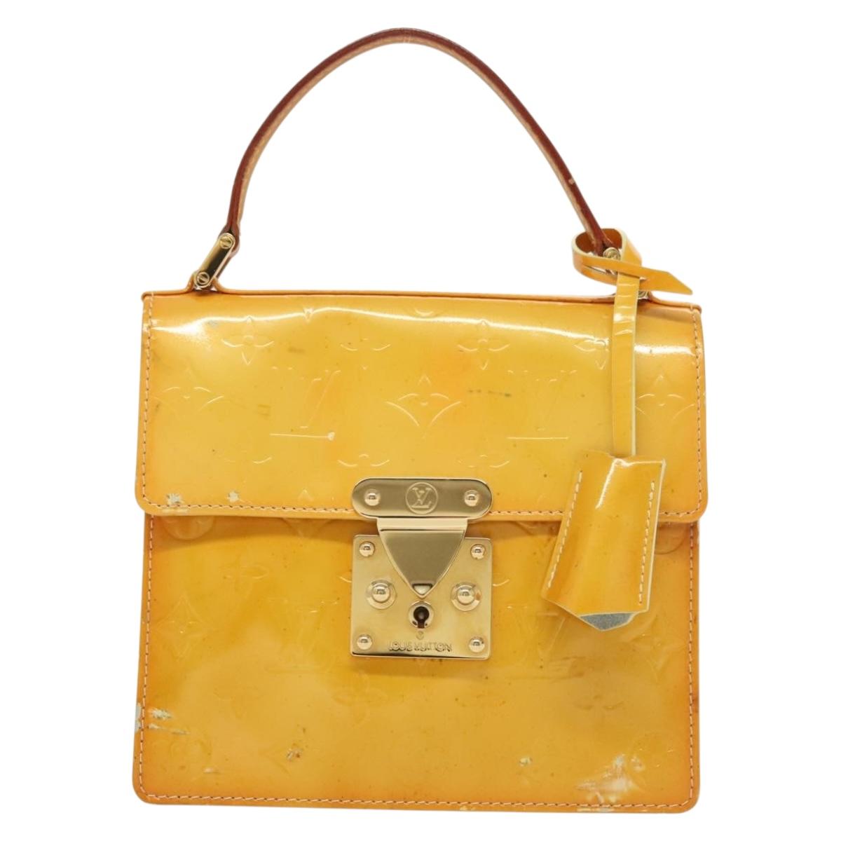 LOUIS VUITTON Monogram Vernis Spring Street Bag Lime Yellow M91068 Auth 136753