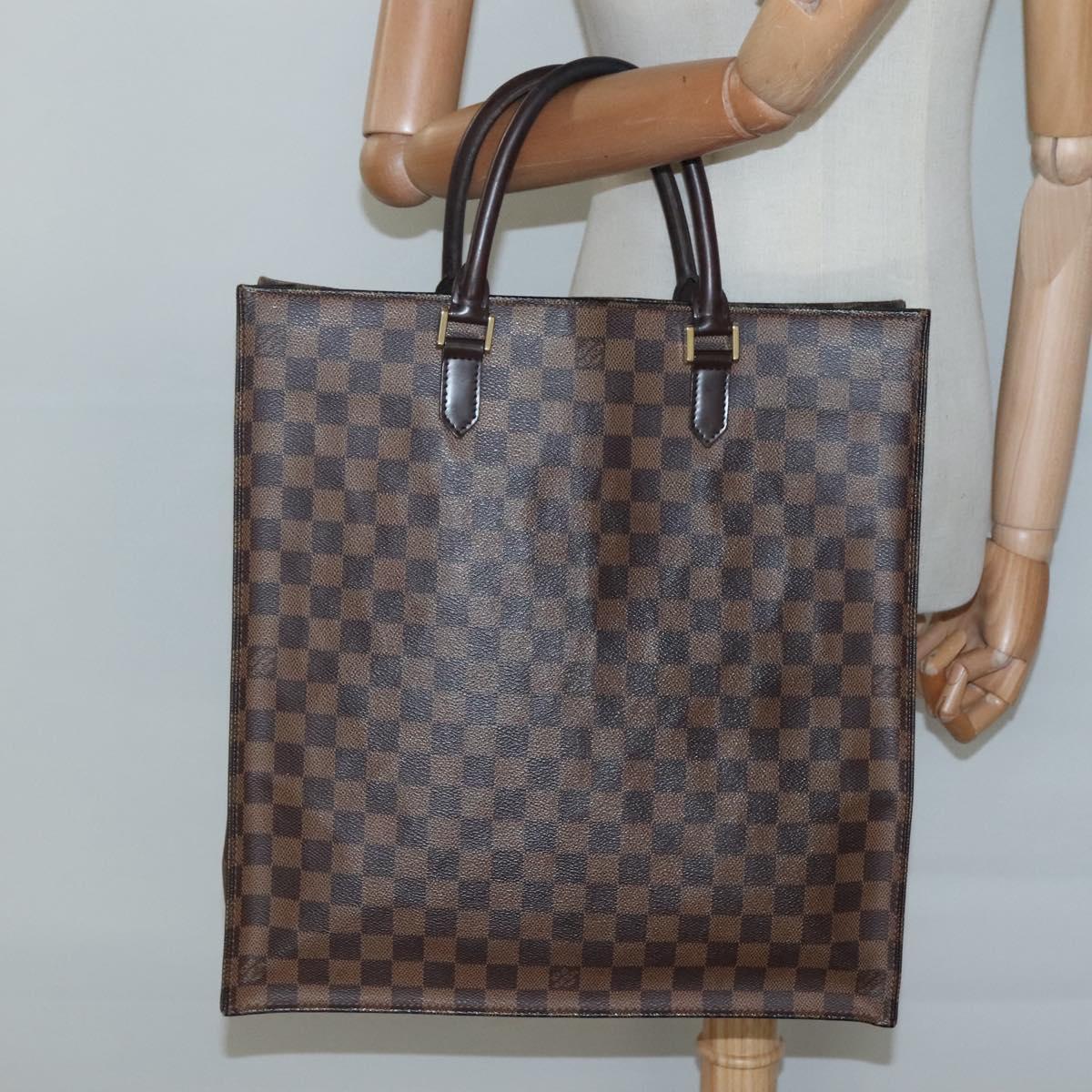 LOUIS VUITTON Damier Ebene Sac Plat Hand Bag N51140 LV Auth 136771