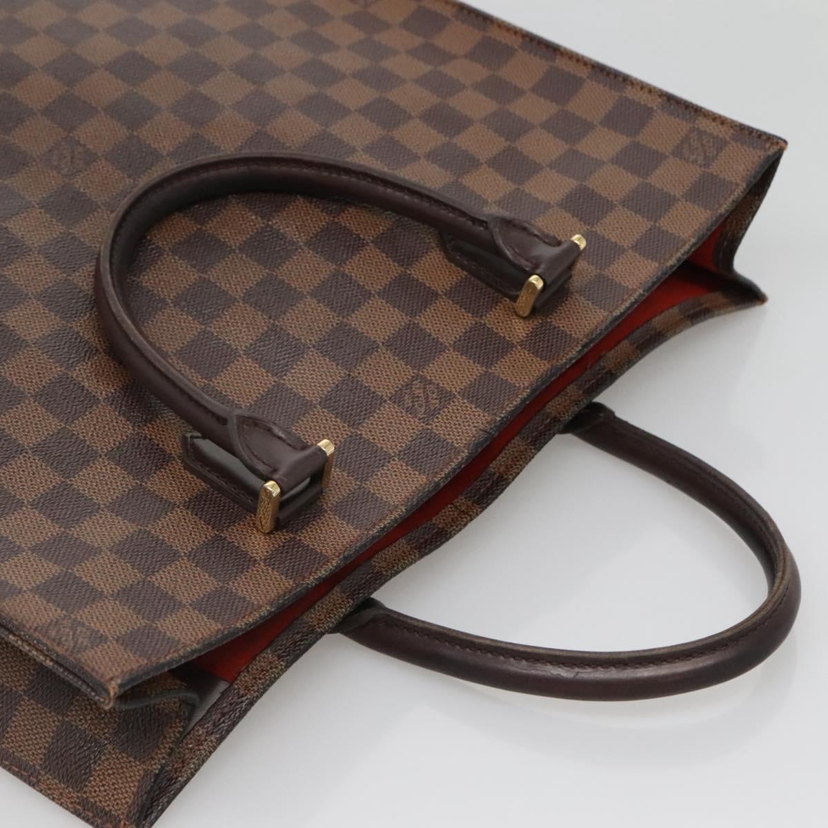 LOUIS VUITTON Damier Ebene Sac Plat Hand Bag N51140 LV Auth 136771