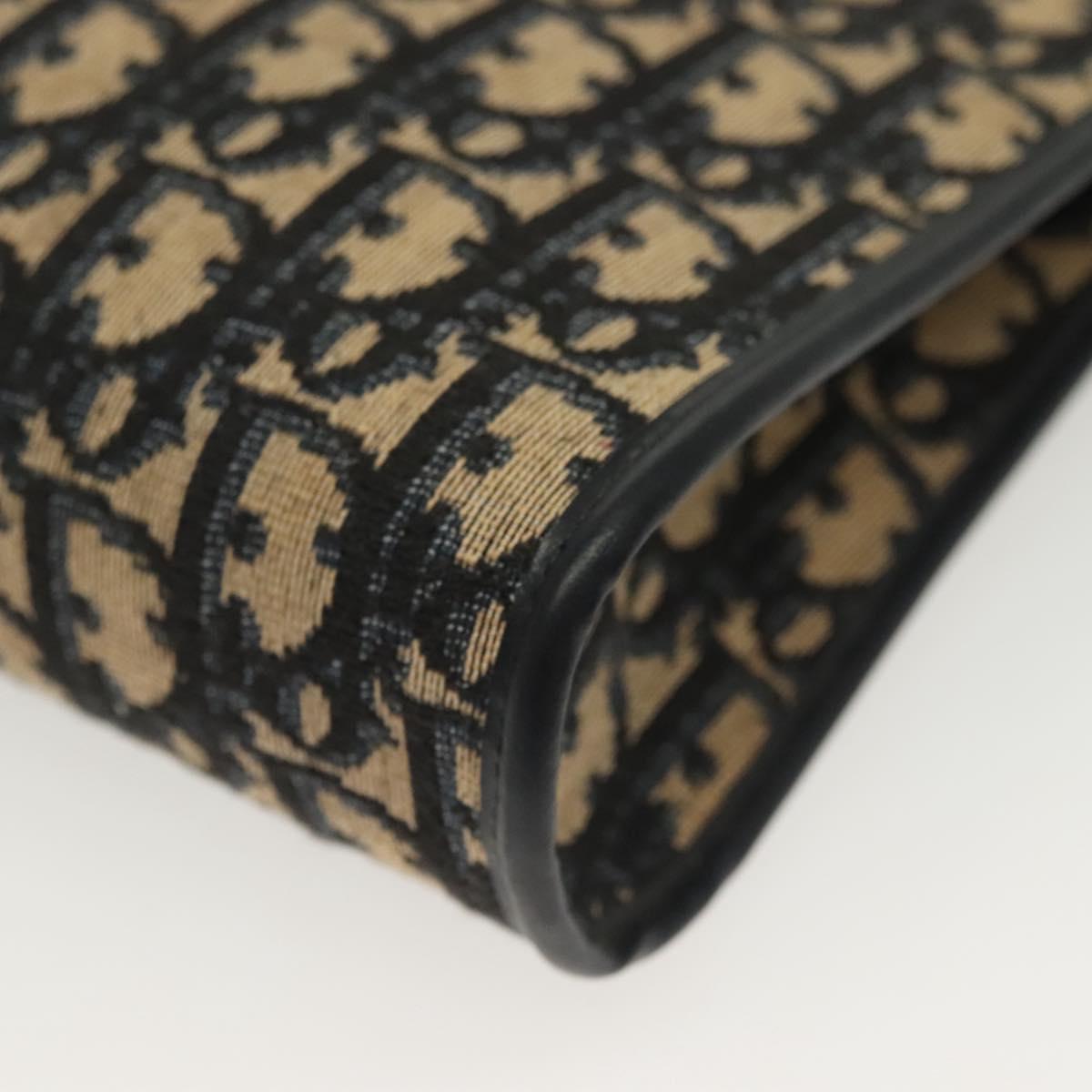 Christian Dior Trotter Canvas Shoulder Bag Navy Gold Auth 136797